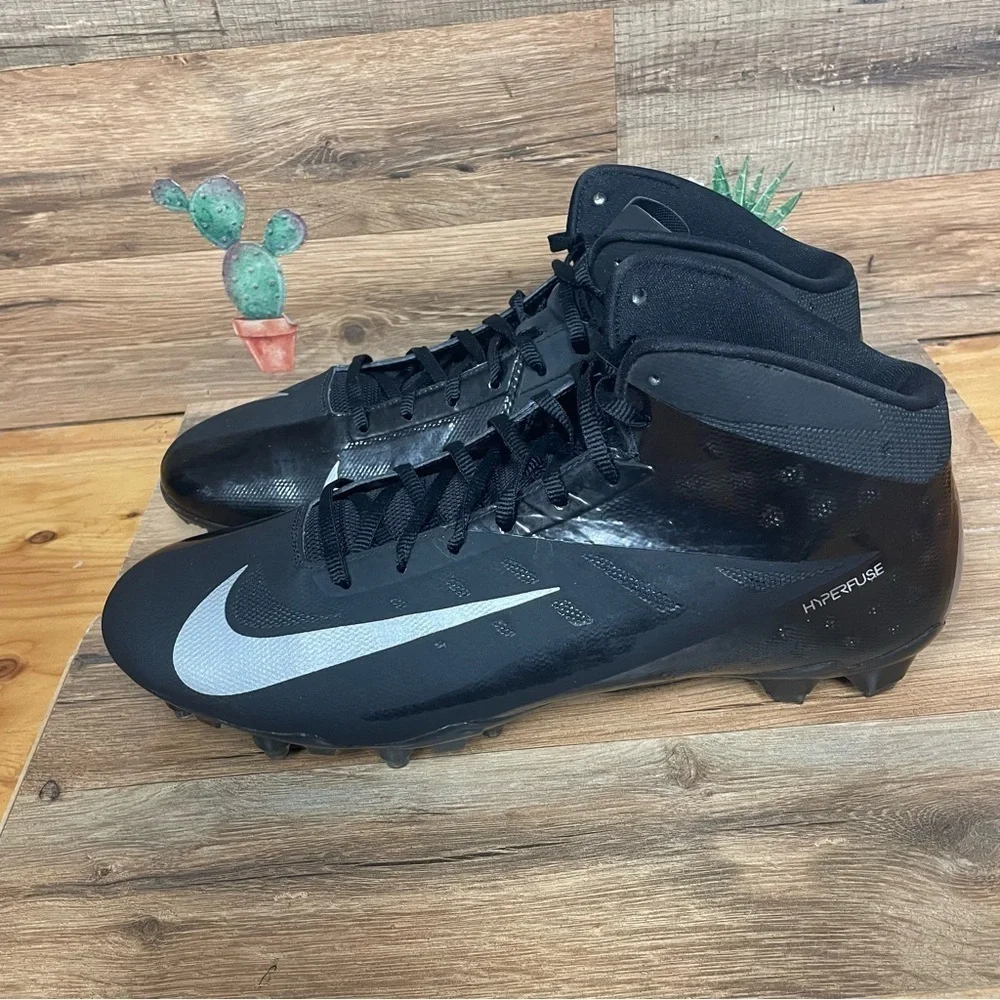 NIKE Vapor Carbon Elite Mens Hyperfuse 3/4 Football Cleats BLACK mens 13